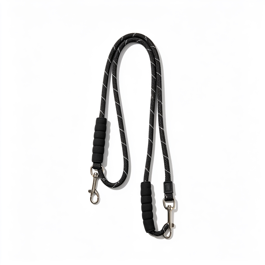 Velkor 6 FT Heavy Duty Dog Leash with 2 Comfortable Padded Handles, Traffic Handle Extra Control, Highly Reflective Threads Leash for Small/Medium/Large Dogs (Black)