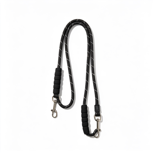 Velkor 6 FT Heavy Duty Dog Leash with 2 Comfortable Padded Handles, Traffic Handle Extra Control, Highly Reflective Threads Leash for Small/Medium/Large Dogs (Black)